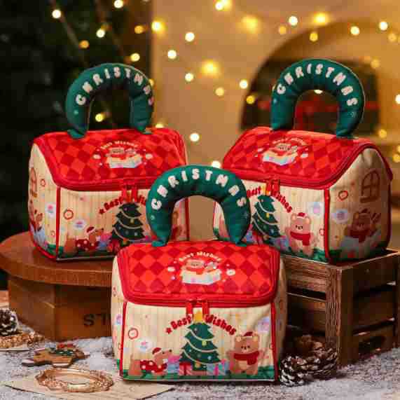 圣诞节平安夜小房子手拎苹果包装袋平安果礼品袋子儿童手提糖果包