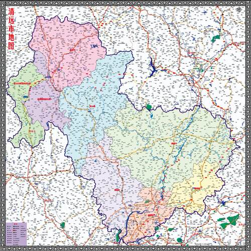 2024年定制广东清远市百度版行政交通旅游地图连山南州英德阳山县