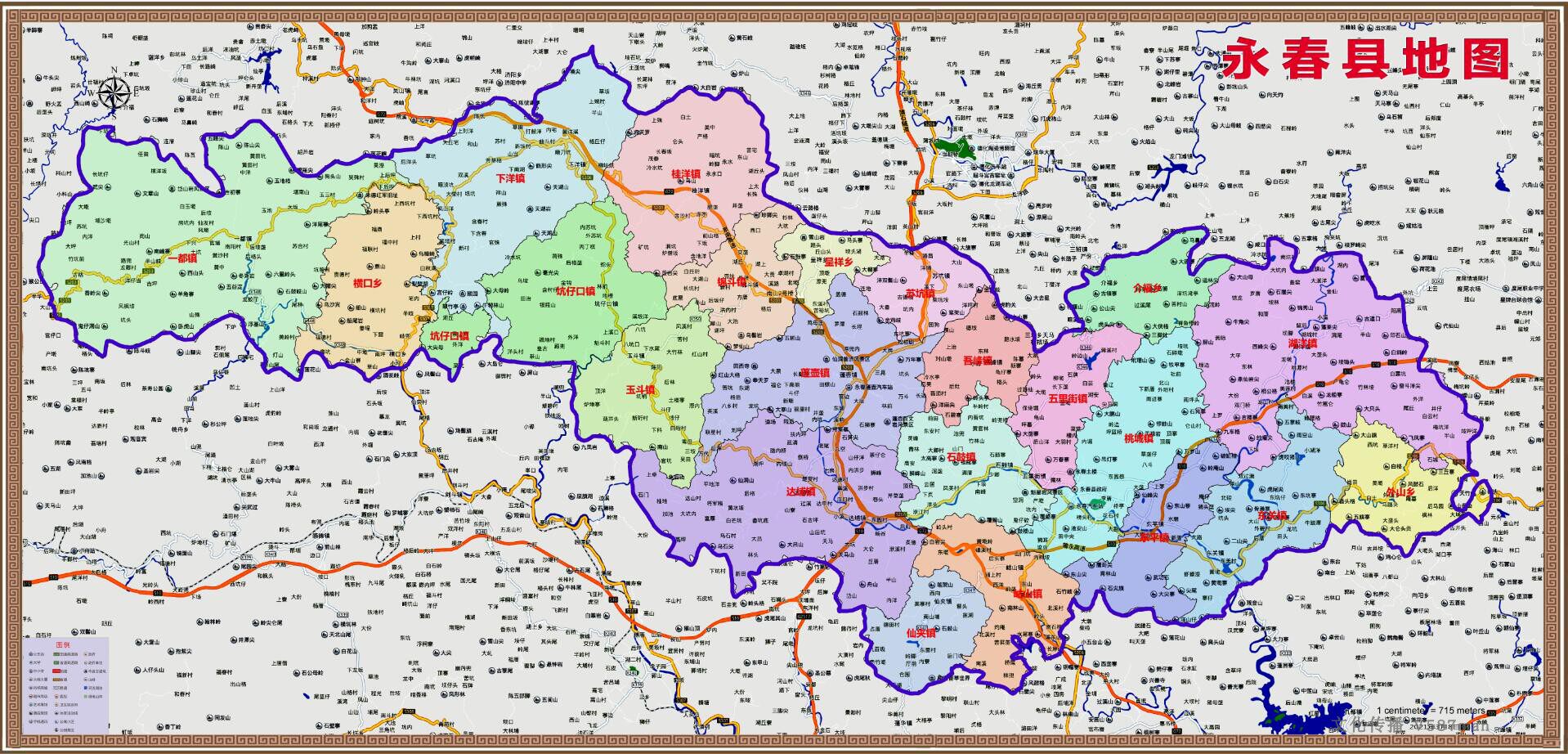 2021年3月福建泉州永春县百度版行政交通旅游乡镇村落分布地图