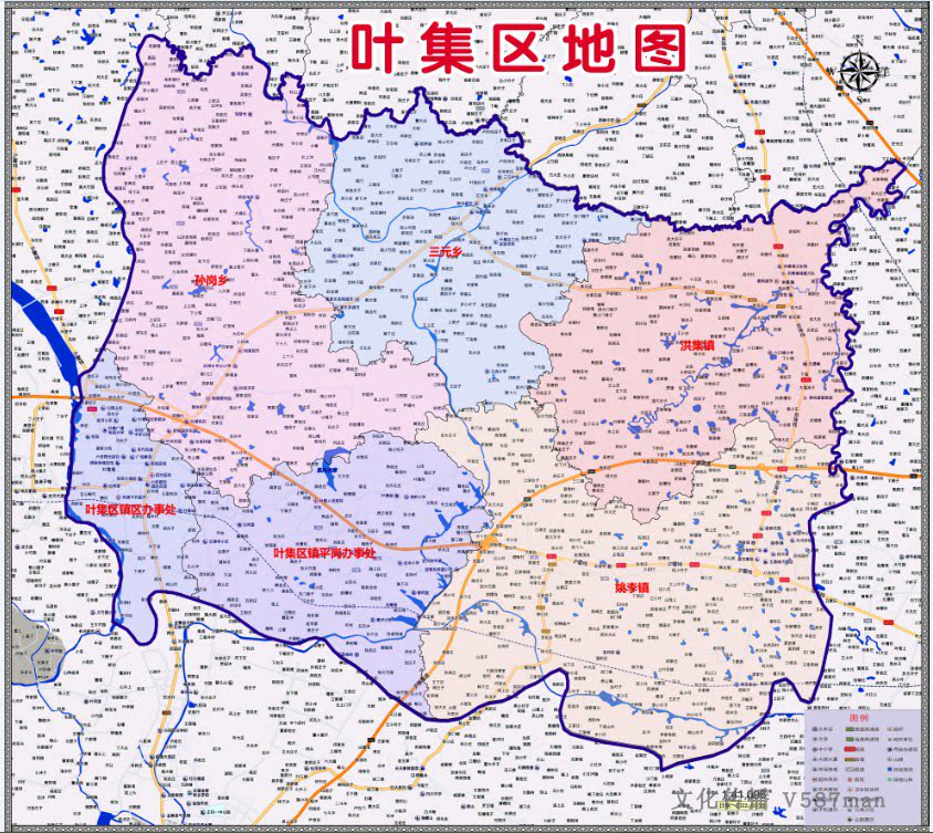 2022年3月安徽六安市叶集区百度版行政交通旅游乡镇村落分布地图