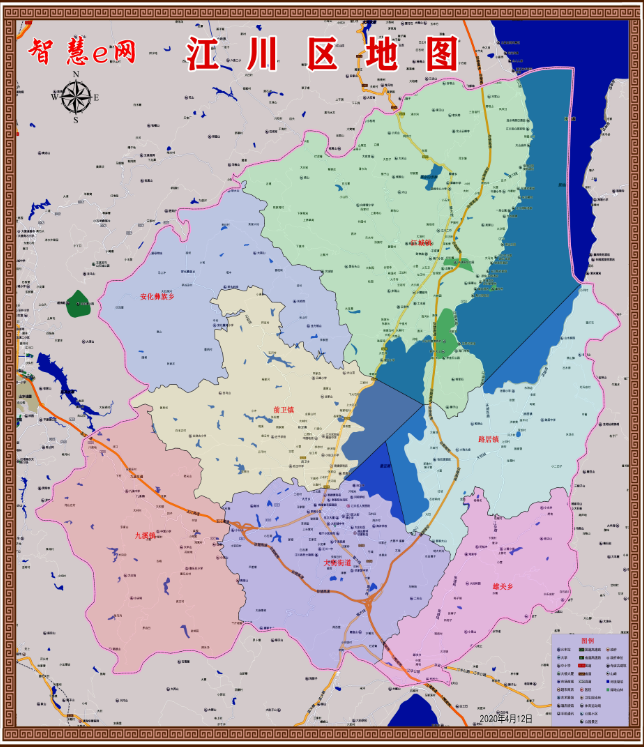 2020版云南省玉溪市江川区地图 交通 旅游行政乡镇村落分布地图