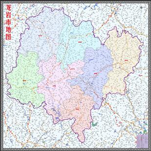 2024年定制福建龙岩市百度版行政交通旅游乡镇村落分布地图