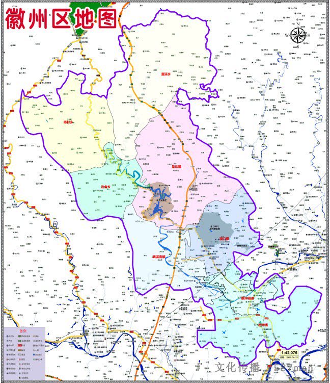 2022年6月安徽黄山市徽州区定制行政交通旅游乡镇村落分布地图