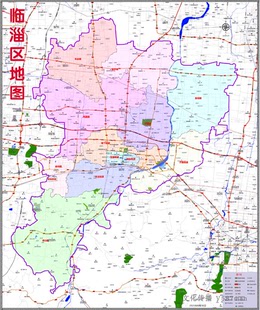 2021年8月山东淄博临淄区百度版行政交通旅游乡镇村落分布地图