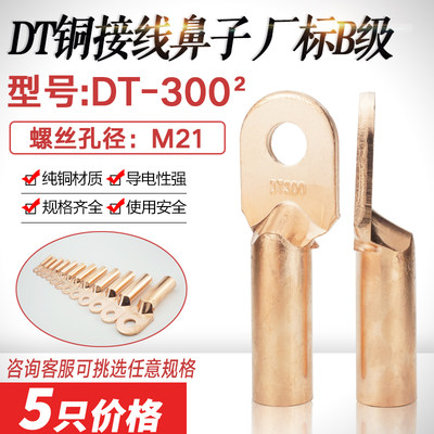 DT-300平方铜鼻子电线电缆堵油接线鼻压线耳鼻接线端子铜接头厂标