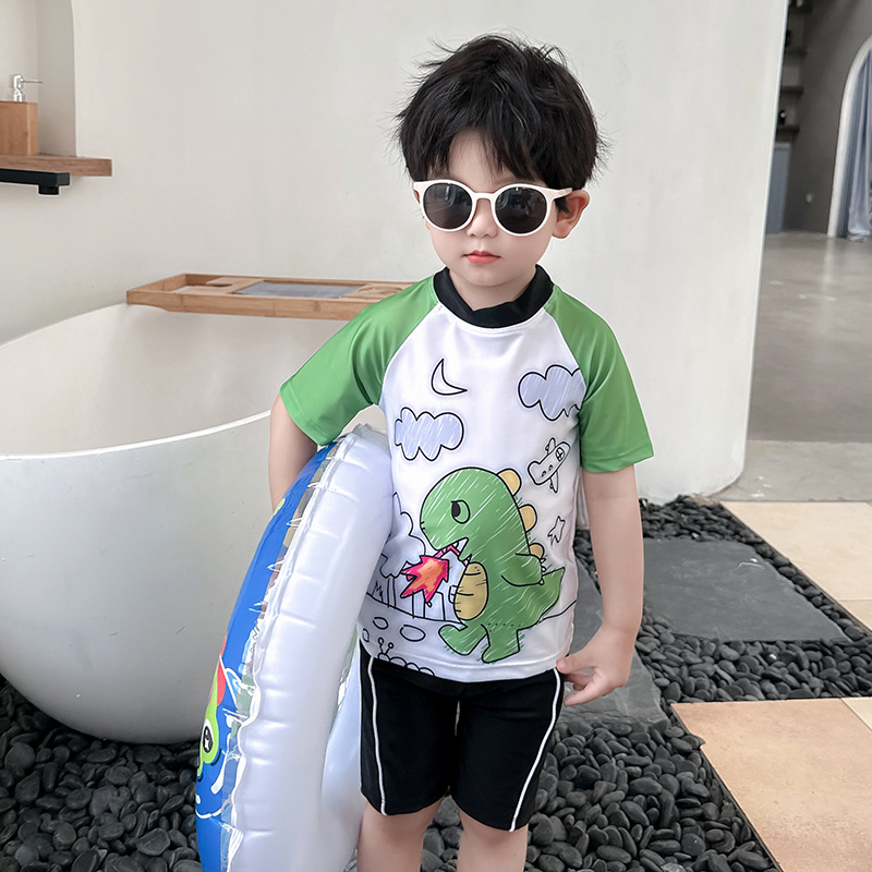 儿童泳衣男童2025新款男孩奥特曼分体游泳衣短袖防晒速干卡通泳装