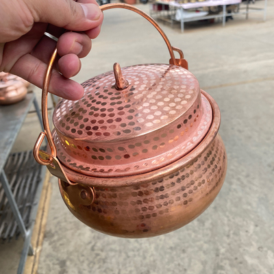复古锤纹铜制圆形火锅汤锅