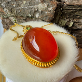 天然南红玛瑙鸽子蛋吊坠女款 金镶玉挂件项链锁骨链毛衣链送证书