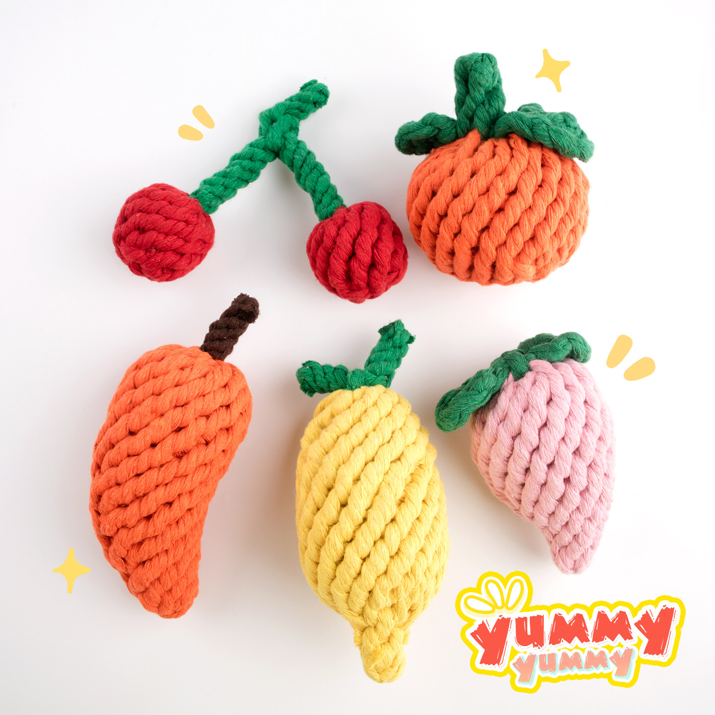 宠物用品狗狗棉绳玩具套装手工编织耐咬磨牙洁齿水果樱桃绳结玩具,宠物/宠物食品及用品,磨牙洁齿玩具/绳结玩具,淘宝优惠券,粉丝福利购,淘宝优惠卷