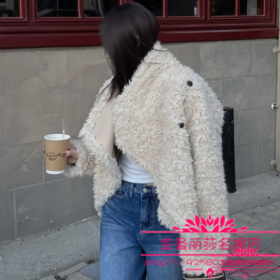 韩国官网正品代购2026年早春新款气质优雅时尚钉扣防羊毛短外套