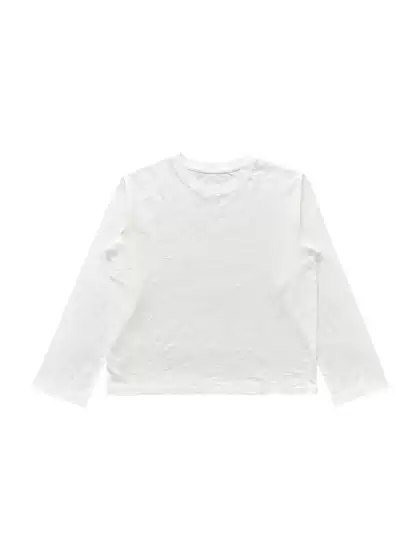 Textured Bamboo Cotton Loose Single-Stitch Long Sleeves