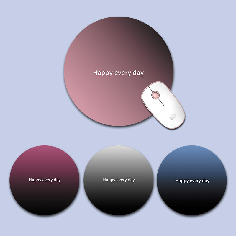 黑粉渐变鼠标垫圆形鼠标垫女生可爱卡通图案软垫办公娱乐加厚锁边