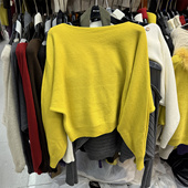 韩系纯欲风辣妹蝙蝠袖 一字领慵懒风松弛感针织罩衫 撞色挂脖背心