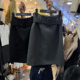 极简风高腰毛呢中裙女2025秋冬韩版 时髦后开叉百搭高级感显瘦半裙