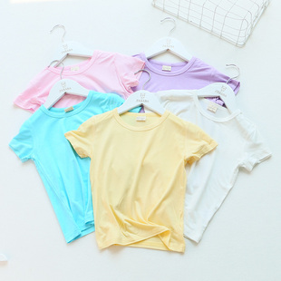 儿童莫代尔短袖T恤杉男女童面膜半袖打底衫宝宝夏圆领上衣中大童