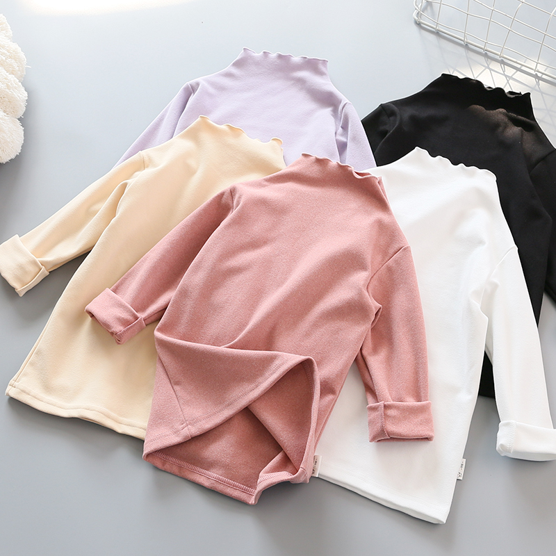 德绒木耳边秋冬保暖半高领打底衫