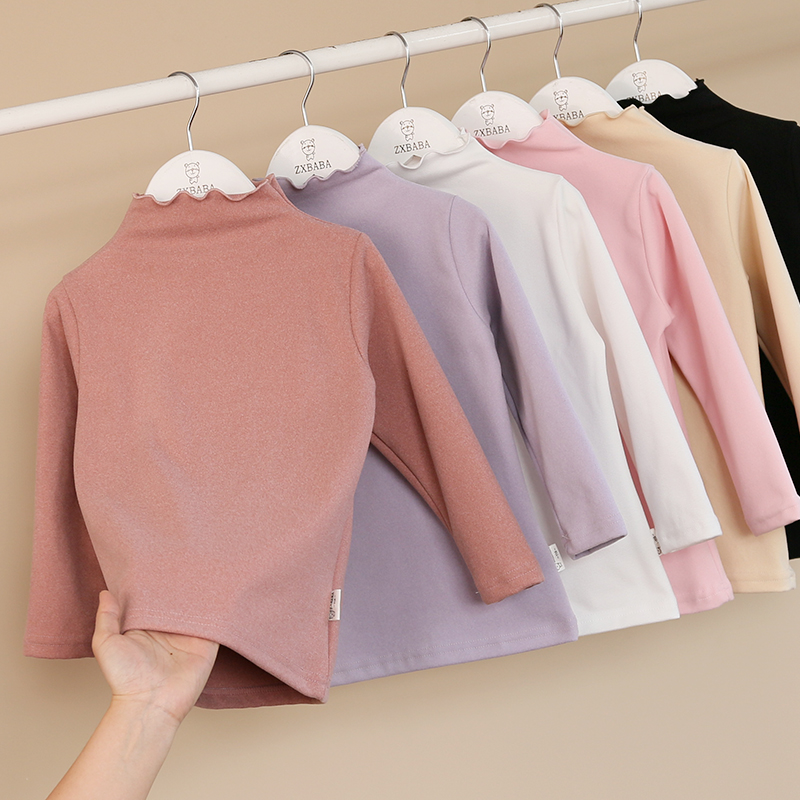 儿童德绒长袖打底衫半高领T恤