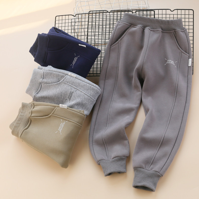 儿童加绒加厚保暖棉裤休闲长裤冬款男女童户外运动裤中大童卫裤子