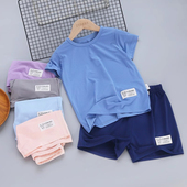 T恤五分裤 儿童冰丝速干短袖 夏男女童休闲薄半袖 运动套装 套服 短裤