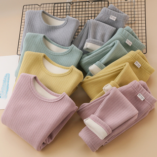 校服神器儿童加绒保暖内衣套装秋冬男女童厚德绒发热秋衣秋裤套服