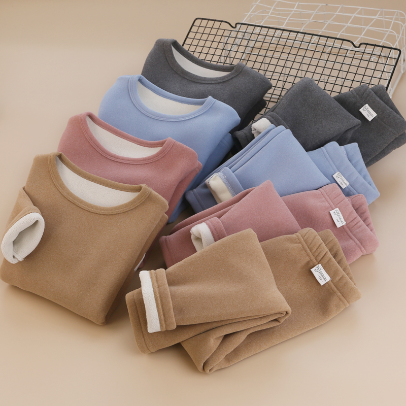 儿童加绒加厚德绒内衣套装