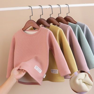 儿童加绒加厚德绒打底衫秋衣T恤