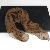 清仓轻微瑕疵 方巾女100%桑蚕丝系脖真丝围巾咖啡色波点小丝巾