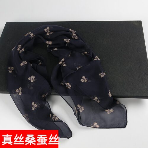 清仓特价微瑕疵青色桑蚕丝小方巾