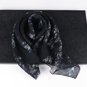 真丝围巾小丝巾 春秋冬季 藏青色方巾女100%桑蚕丝2025新款 纱巾时尚