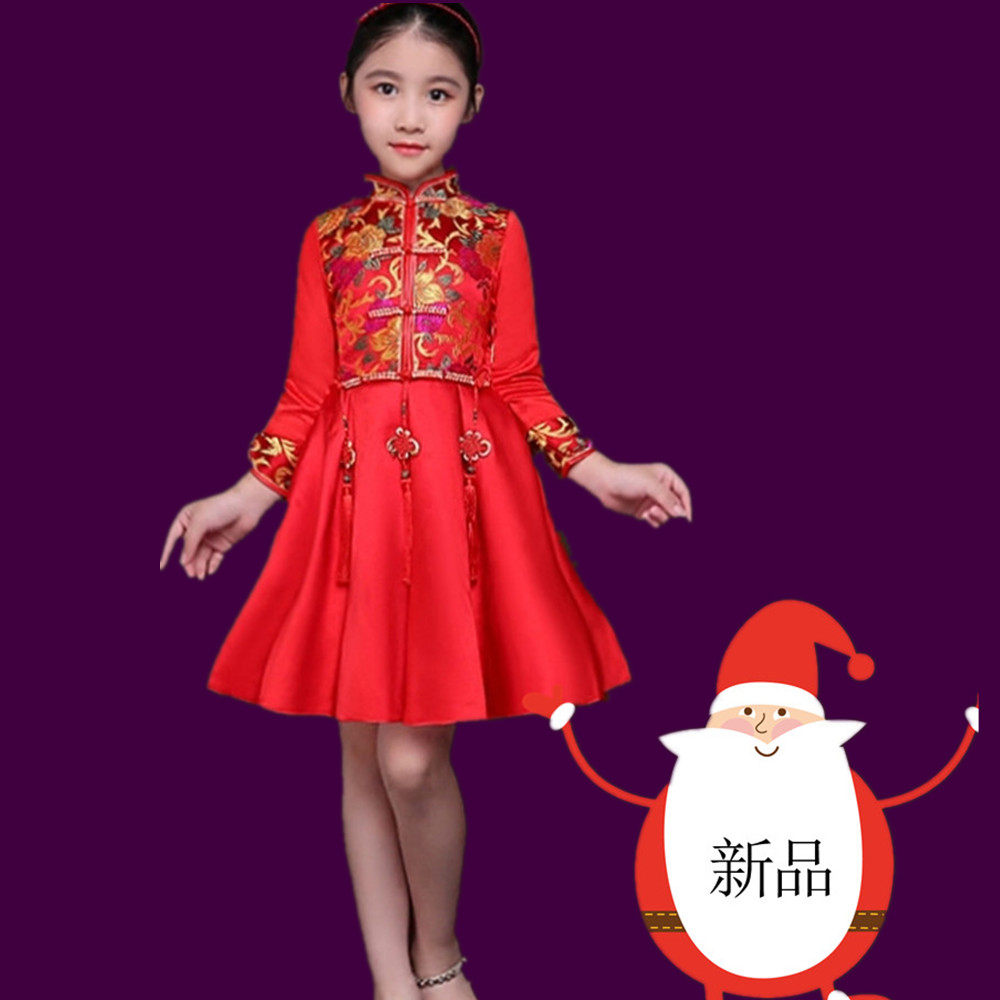 女童礼服中国风六一古筝旗袍演出服中大儿童公主蓬蓬裙2021夏新款