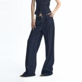 女春设计感宽松长裤 后口袋刺绣明线天丝牛仔裤 复古丹宁 ourhour