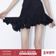 ourhour 裙 女夏设计感裤 斜边下摆 黑色白色松紧腰褶皱不对称短裙