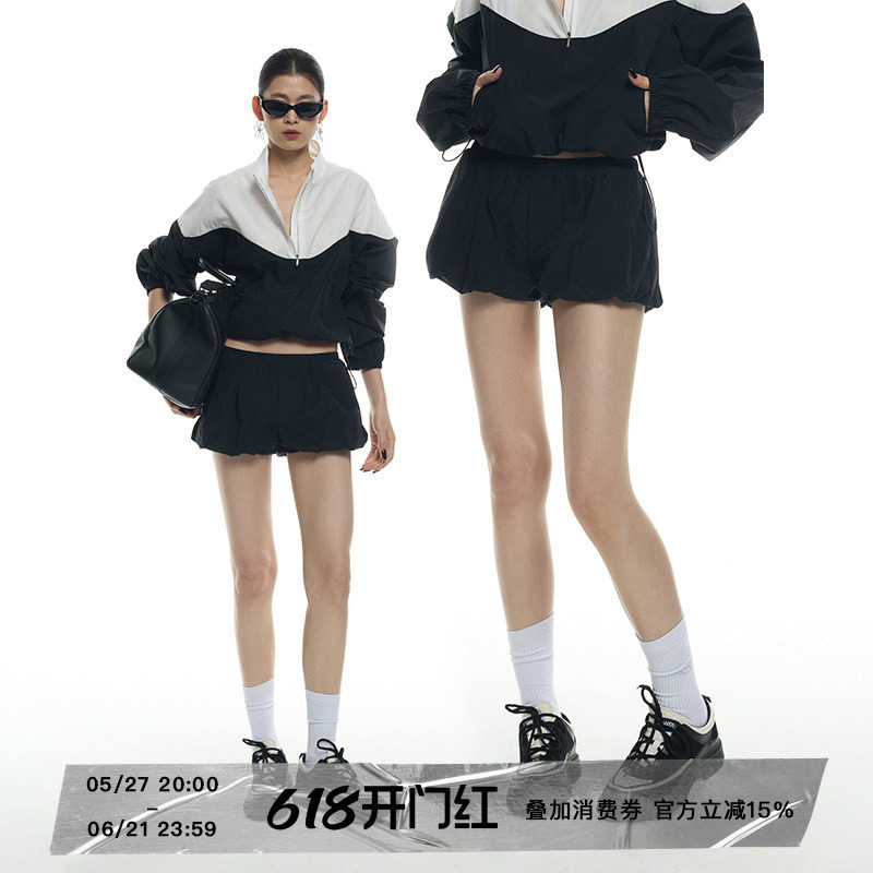 ourhour 原纱抗UA100+防晒套头卫衣 花苞裤裙 黑白轻量化套装春夏