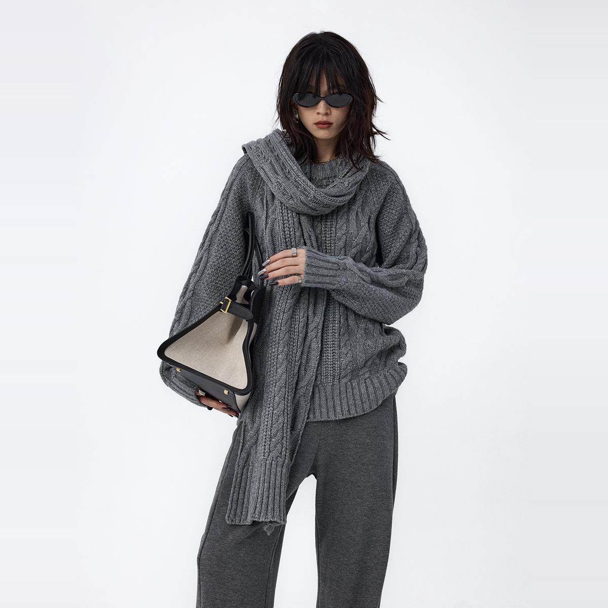 【12月3日晚8点福利秒杀】ourhour 复古绞花 巴黎灰重工围巾