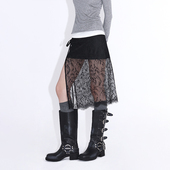 系带蕾丝裙帘 黑色白色一片式 女设计感叠穿裙 时髦氛围感 ourhour