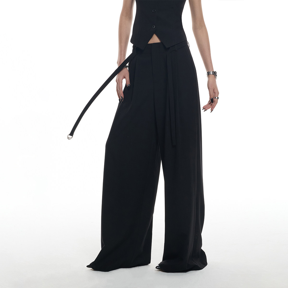 ourhour 松弛老钱风 可拆细腰带垂坠直宽松阔腿女通勤西裤 2026春