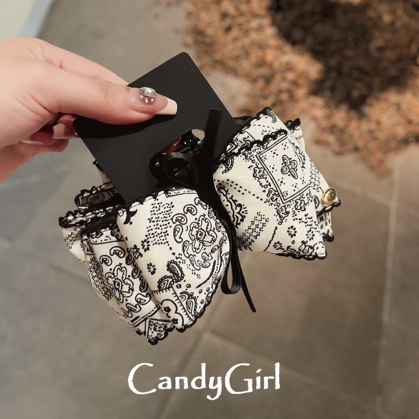 复古腰果花蝴蝶结多层抓夹女高级感气质发卡后脑勺大号盘发鲨鱼夹