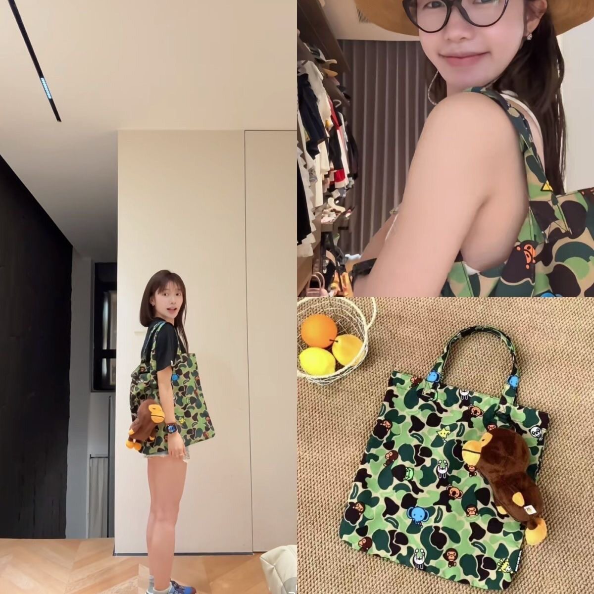 日系潮牌猴子撞色手机包洋气可爱单肩斜挎零钱包时尚菜兜子买菜用