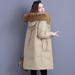女士羽绒服冬季2025新款中长款时尚洋气时髦白鸭绒大毛领保暖外套