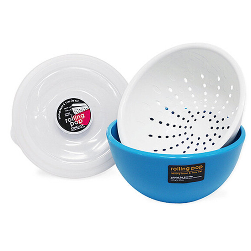 韩国正品洗菜盆控水沥水篮筐PP树脂塑料糖果色水果盆耐高温1.2L