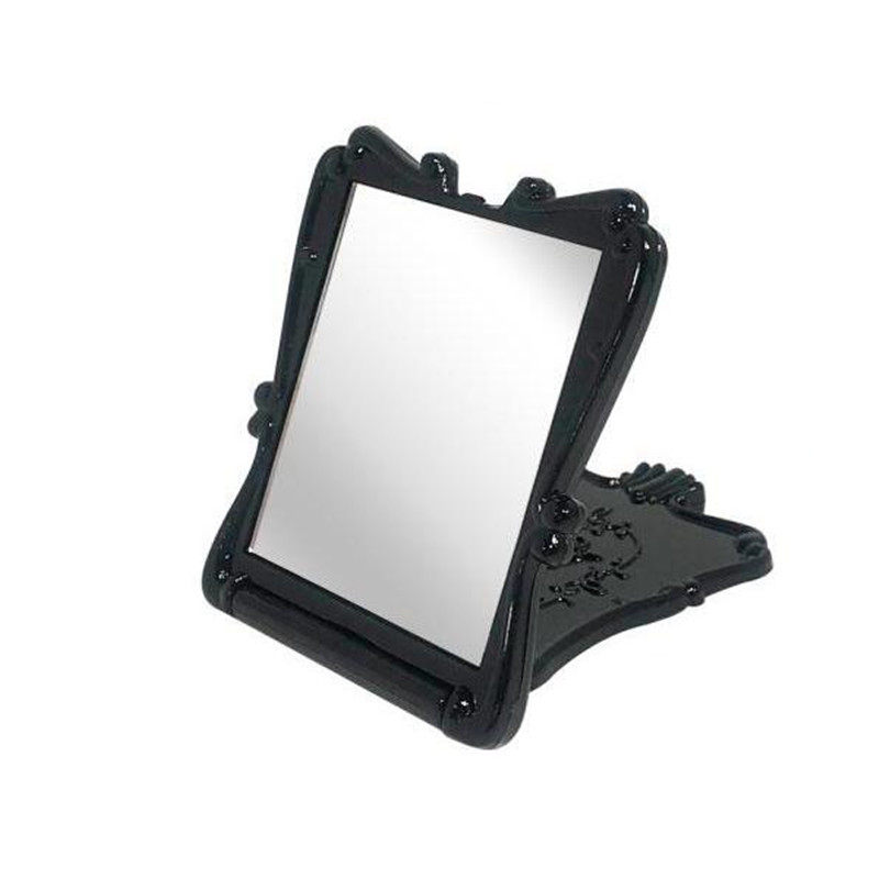韩国进口SEVEN STAR黑色安娜苏蝴蝶折叠镜方形美容镜便携复古玫瑰