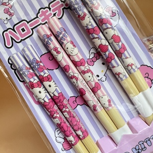 kitty儿童筷子套装 hello 可爱凯蒂猫防滑竹筷3双16.5 正品 日本代购