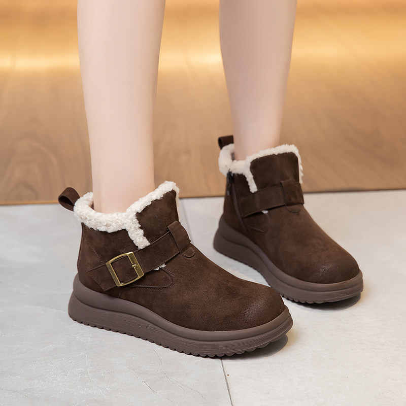真皮冬季翻边雪地靴女厚底羊羔毛保暖防滑短靴加绒棉靴皮靴,女鞋,时尚雪地靴,淘宝优惠券,粉丝福利购,淘宝优惠卷