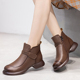 全牛皮真皮女靴子秋冬新款 休闲复古加绒保暖平软底短靴女式 马丁靴