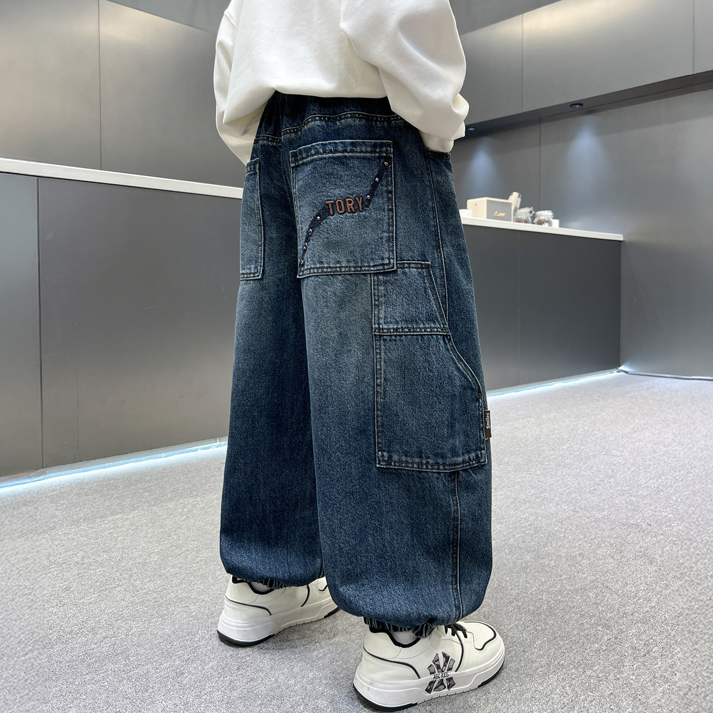 长裤牛仔布牛仔裤束脚裤子保暖潮