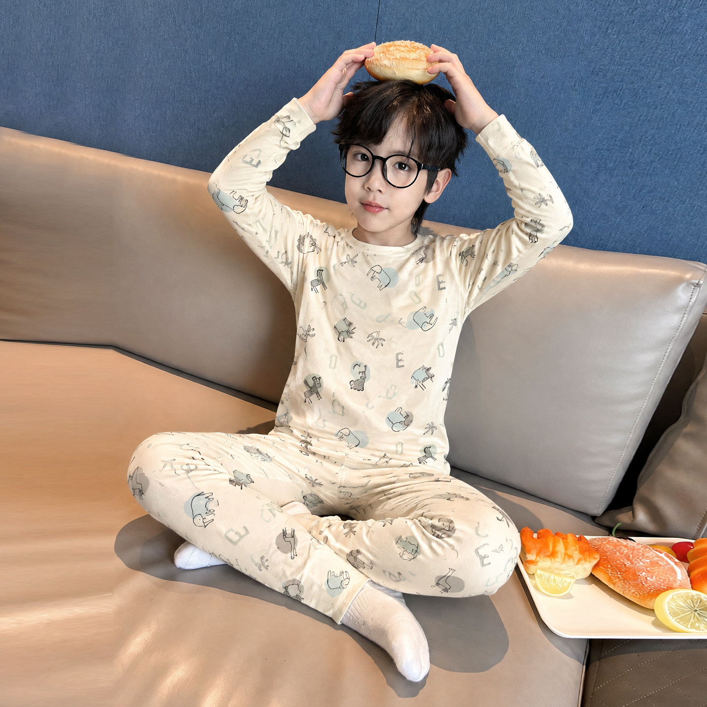 棉质简约棉布秋冬卡通家居服宽松