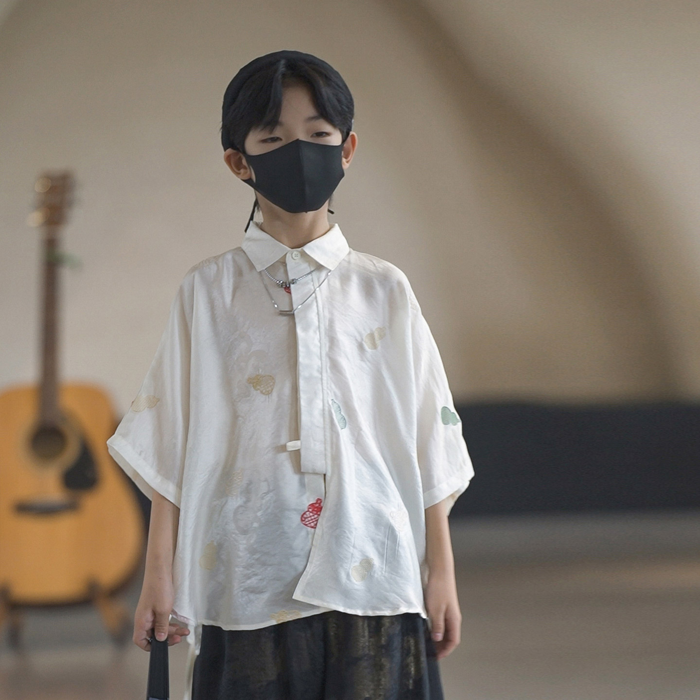 棉混中式夏季翻领扣子衬衫透气潮