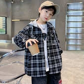 中大童春季 男童格子外套春秋款 连帽衬衫 儿童长袖 上衣炸街 2026新款