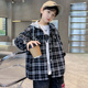 中大童春季 男童格子外套春秋款 连帽衬衫 儿童长袖 上衣炸街 2026新款