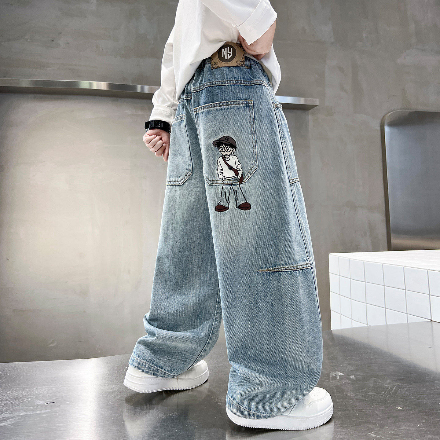 男童韩版牛仔裤春秋2026新款潮中大童宽松休闲裤男孩春季裤子洋气